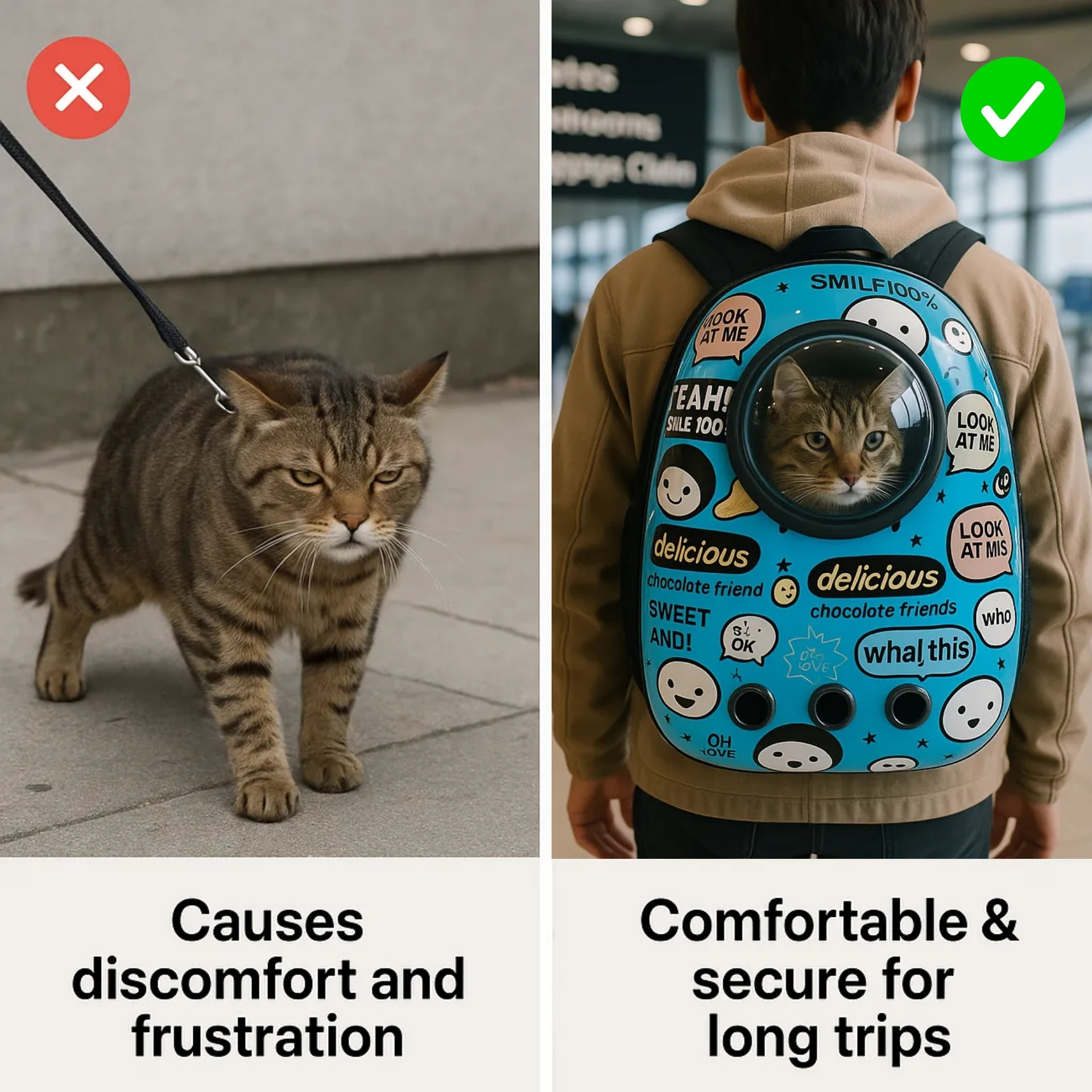 Cartoon Blue Pet Bag - Image 3