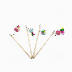 Cat Teaser Wand Multi-Pack with Feathered Rope Toys & Bell
