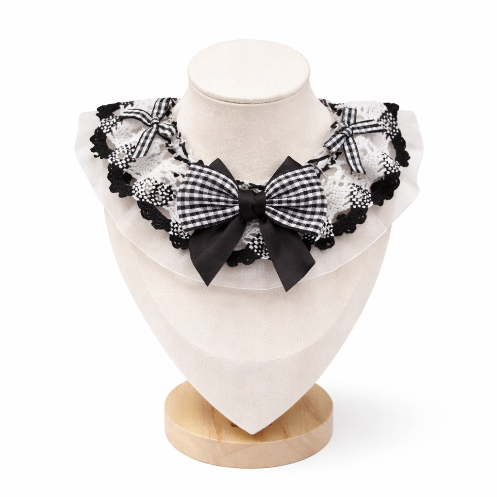 Layered frill pet neckwear black