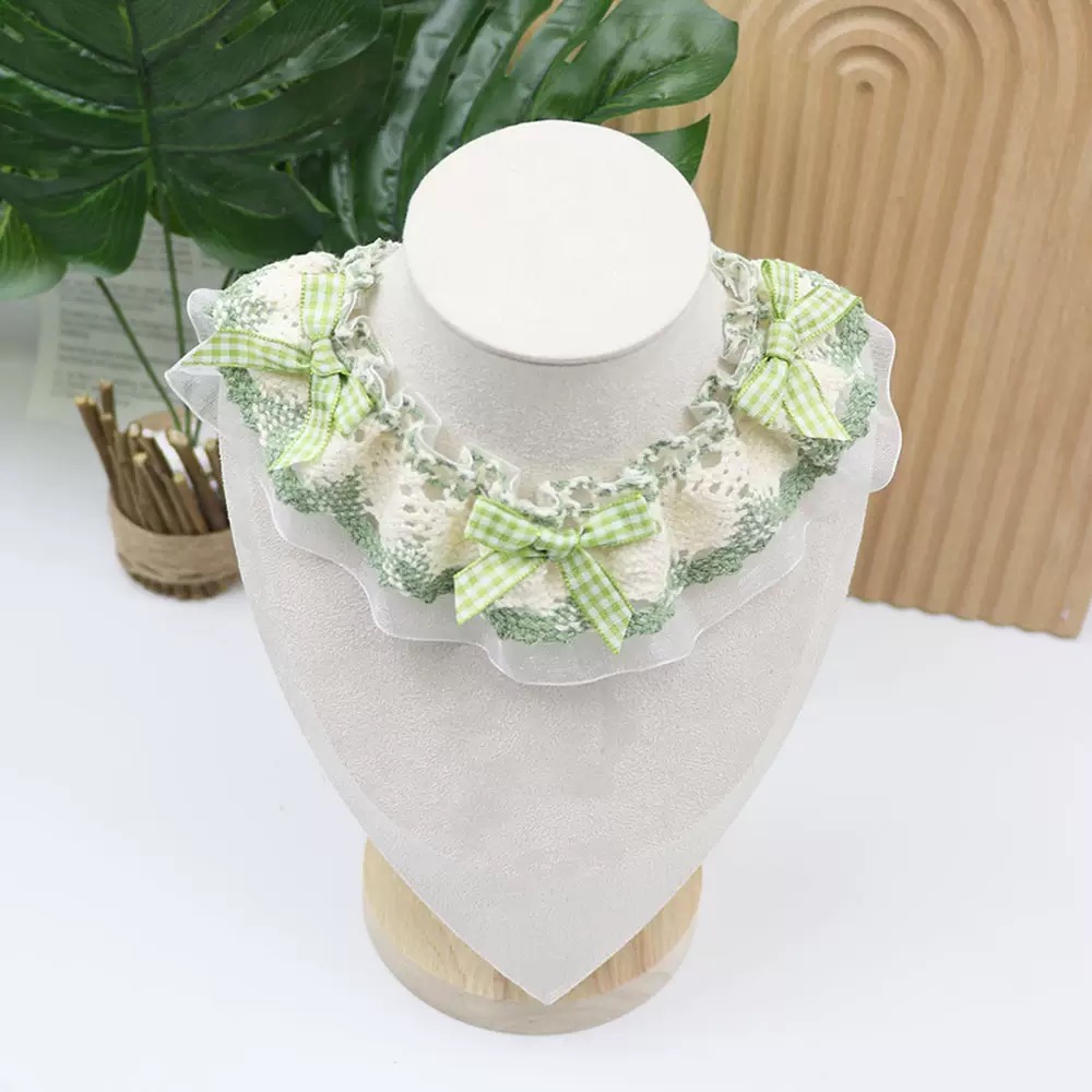 Pastel Bow Frill Pet Neckwear – Mint S (20cm) - Image 2