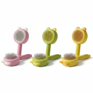 Self cleaning cat grooming slicker brush