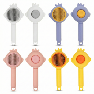 Self cleaning pet grooming brush