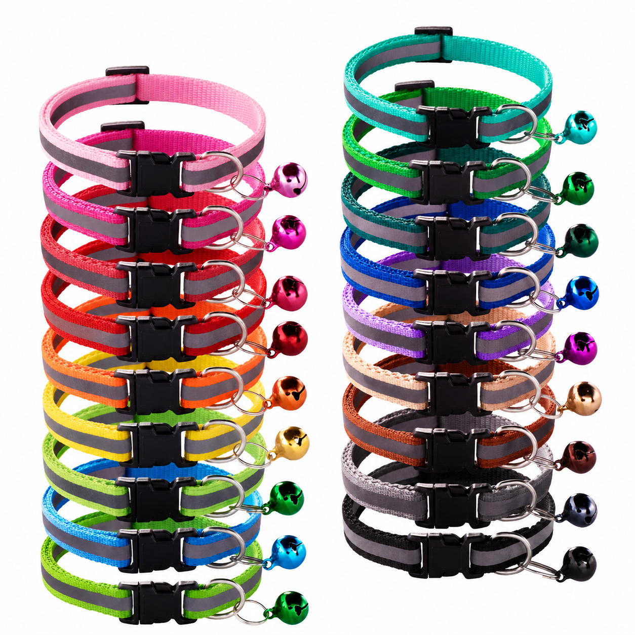 Reflective Pet Collar Wholesale Adjustable Safety Collar with Bell